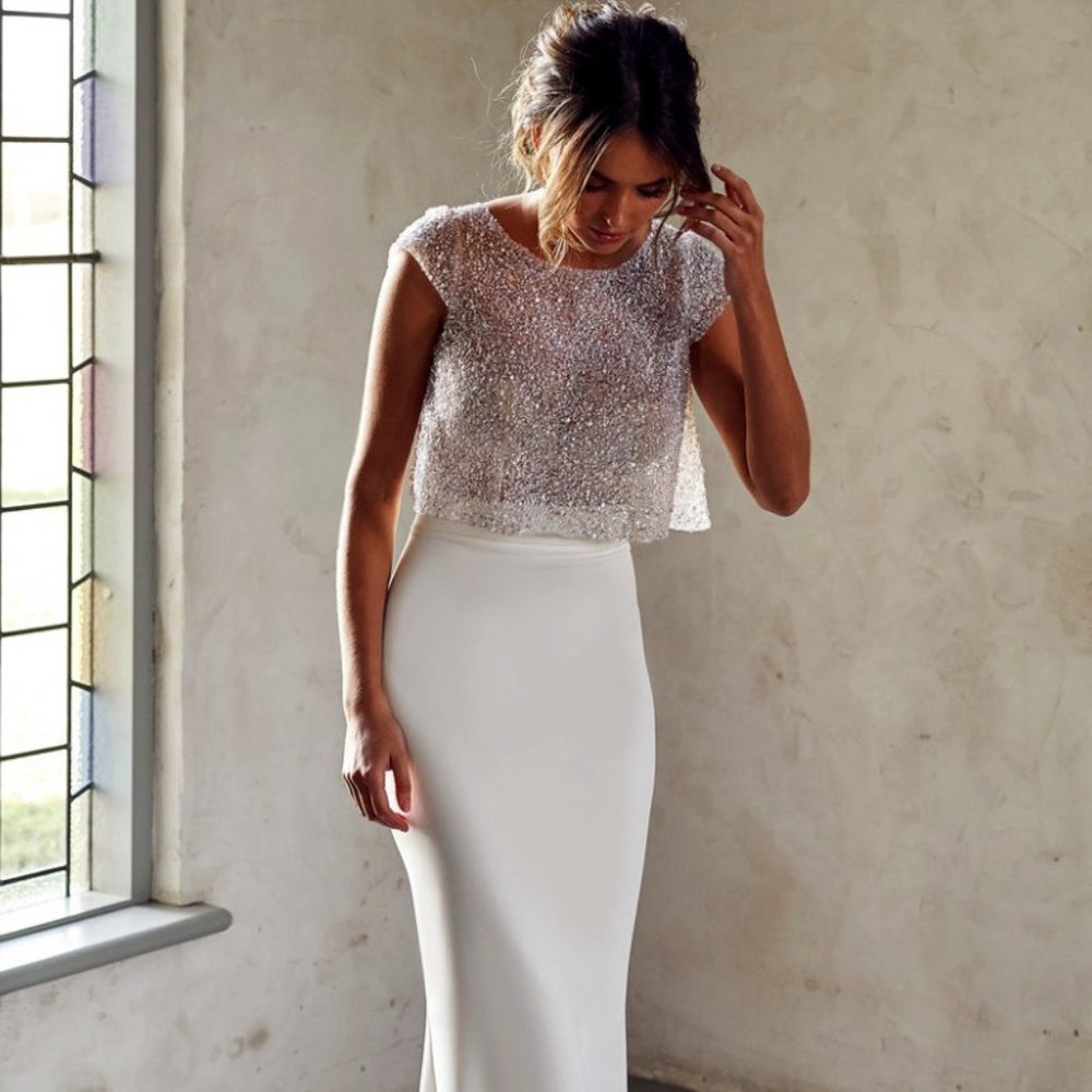 Anna Campbell Wedding Skirt and Beaded Top